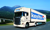 Photo of a Keylite Roof Windows lorry delivering stock in europe